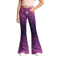 thumbnail image 5 of Little Girls Flare Leggings Pants Sequin Print Bottom Fit For Back To School Casual Joggers Girls Sweatpants With Pocket Size 5-6T, 5 of 6