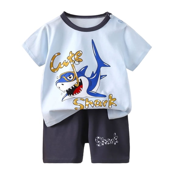 Utlike Boys Shorts Set Toddler Summer Short Sleeve Cartoon Prints Tops Shorts 2Pcs Outfits Clothes Set Boys Lightweight Suit Size 3 Months-6 Months