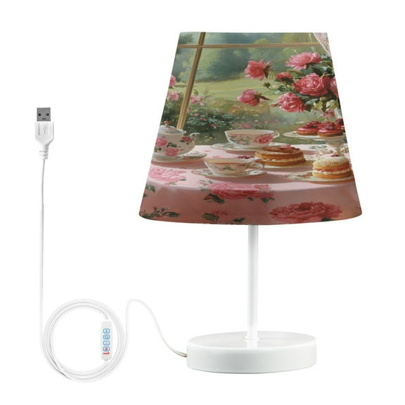 BZSMCE Table Lamp Creative Tea Set with Roses Simple Pattern Night Light