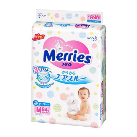 KAO Merries Super Premium Tape Diapers (M) 64pc