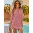 thumbnail image 3 of Womens Bathing Suit Cover Ups Bikini Swimsuit Coverup Drawstring Beach Dress Shirt, 3 of 6