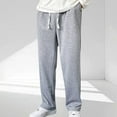 thumbnail image 2 of YLSDY Savings Mens Regular Fit Straight Leg Pants Elastic Waist Casual Drawstring Long Pants Lightweight Open Bottom Lounge Pants Gray L, 2 of 9