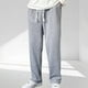 thumbnail image 1 of Pantalones largos casuales para hombre, de color sólido, con cintura elástica, cordón ajustable, bolsillo, tubo recto, deportivos, de poliéster., 1 of 9