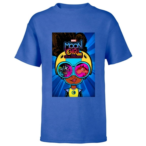Marvel Moon Girl and Devil Dinosaur Goggles Good vs. Bad - Short Sleeve T-Shirt for Kids - Customized-Royal