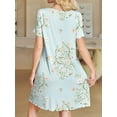 thumbnail image 3 of Avidlove Bamboo Viscose Nightgowns for Women Ruffled Short Sleeve Sleepshirts Daisy Print Pajamas Dress with Chest Pocekts S-3XL, 3 of 6