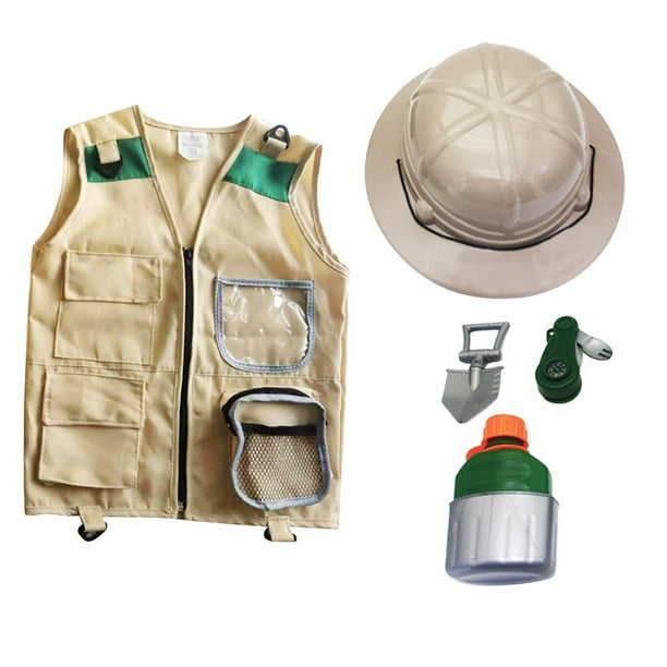 Disfraz de explorador para niños, kits de explorador de juguetes para niños, chaleco de carga y sombrero, kits de aventura al aire libre para niños pe Estilo A