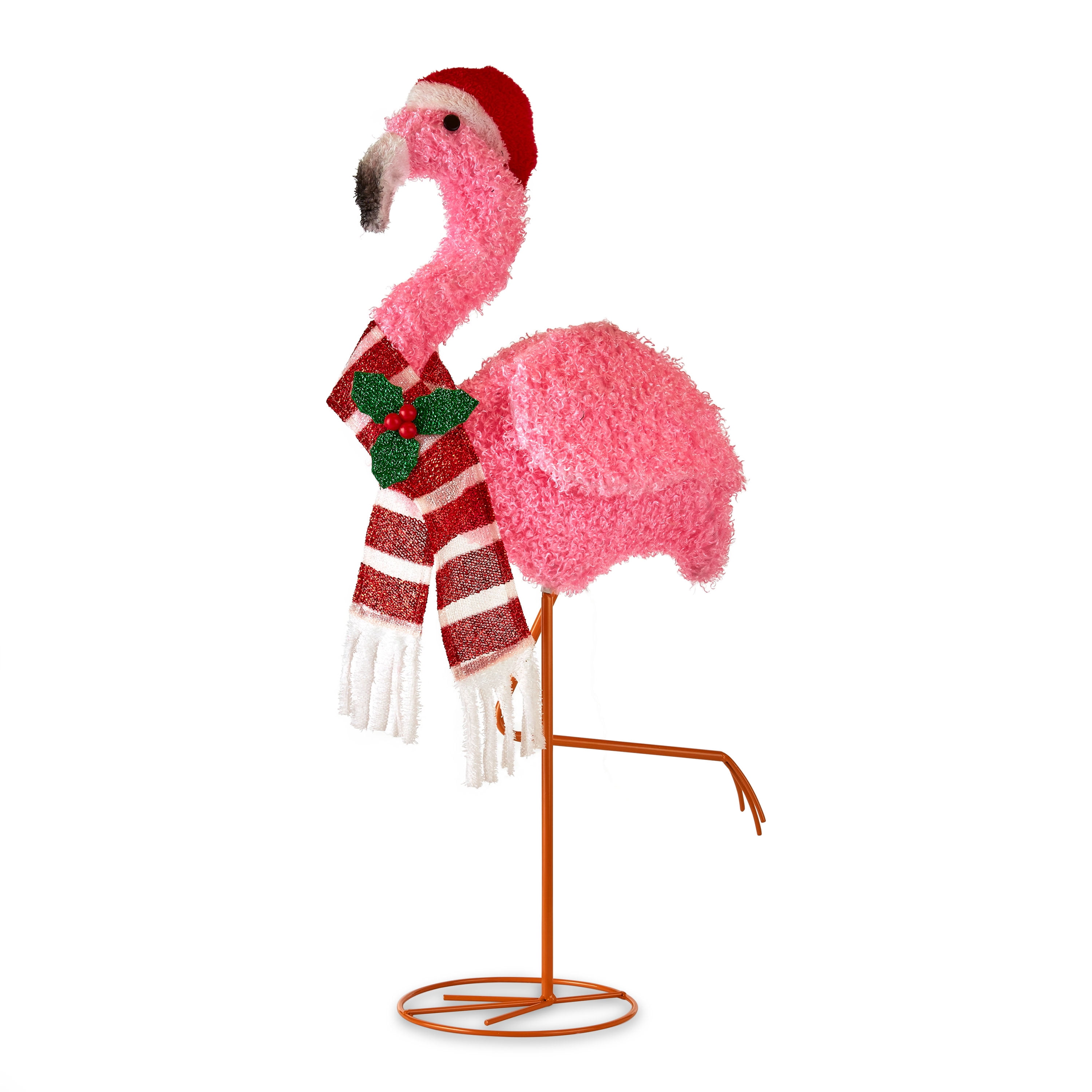 holiday time light up fluffy flamingo