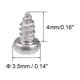 thumbnail image 3 of Tornillos autorroscantes de cabeza plana Uxcell 0.08''x 0.16'' fijaciones de tornillos pernos de acero inoxidable 316 tono plateado 50 Pcs, 3 of 3