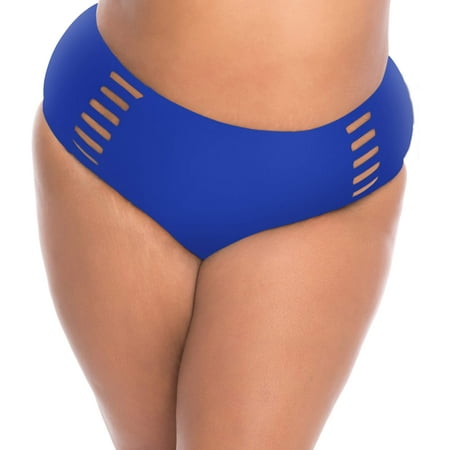 Plaid Womens Swimsuit Bottoms - Women's Plus-Size Bikini Swimsuit Bottom With Cut-Out