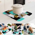 thumbnail image 4 of Dish Drying Mat for Kitchen Countertop, Abstract Geometric Absorbent Dish Mat Reversible Quick Dry Non Slip Draining Mat Kitchen Drying Pad for Dishes, Utensils 18x24 Inch Mid Century Aqua Nordic, 4 of 9