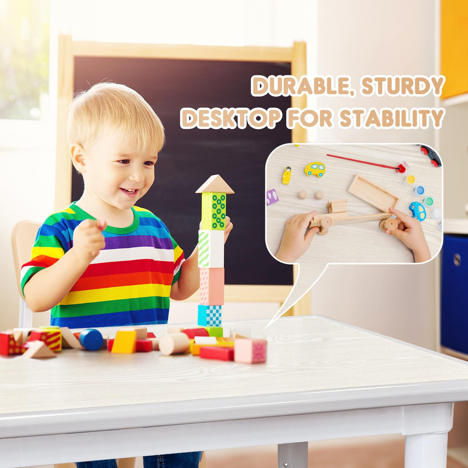 Kids Table and Chairs Set, Height Adjustable Desk With 6 Seats for Ages 3-12,Arts & Crafts Table,Graffiti Desktop, Children Multi-Activity Table for Classrooms,Daycares,Home