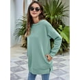 thumbnail image 6 of Women Sweatshirts Trendy Fleece Crewneck Sweatshirt Casual Loose Pullover Tops Comfy Fall Outfits Green XL, 6 of 9