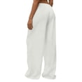 thumbnail image 6 of Cotton Linen Pants Women Flowy Comfy Low Rise Wide Leg Pants Casual Lounge Drawstring Boho Beach Palazoo Trousers White XL, 6 of 6