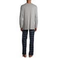 thumbnail image 2 of Hanes Men's and Big Men's Comfortsoft Long Sleeve Crew and Cotton Flannel Pajama Pants Set, 2-Piece, 2 of 4