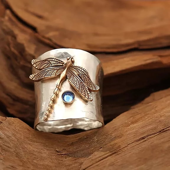 YYKihy Sterling Silver Dragonflys Sapphire Ring With Diamonds Simple Fashion Jewelry Popular Accessories