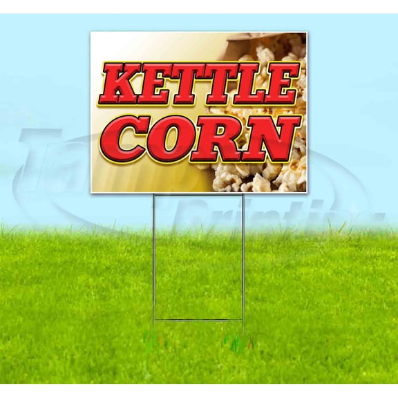 Kettle Corn (18" x 24") Yard Sign, Includes Metal Step Stake