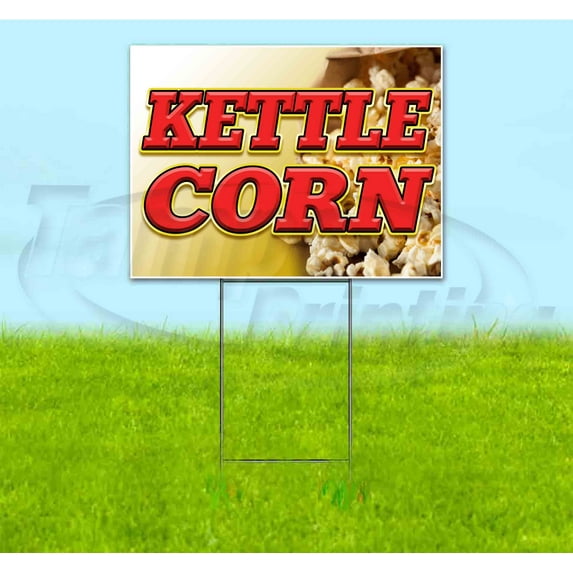 Kettle Corn (18" x 24") Yard Sign, Includes Metal Step Stake