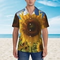 thumbnail image 2 of Sikiie Sky Golden Sunflower Field Print Men's Hawaiian Shirt, Summer Beach Button Pocket Short Sleeve T-Shirt,Small, 2 of 7