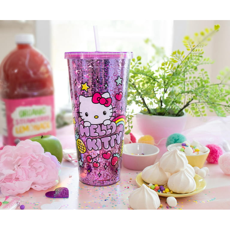 Sanrio Hello Kitty Rainbow Confetti Carnival Cup With Lid and