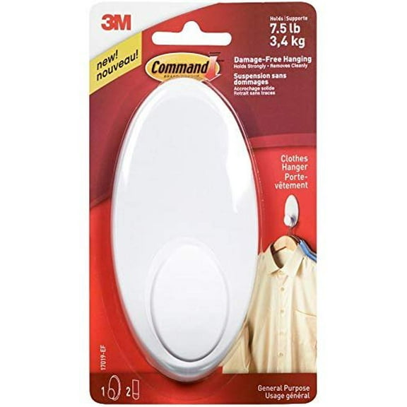 Command Adhesive Clothes Hook - White Hanger - White