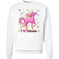 thumbnail image 2 of Inktastic I Love Unicorns Pink and Yellow Adult Sweatshirt, 2 of 4