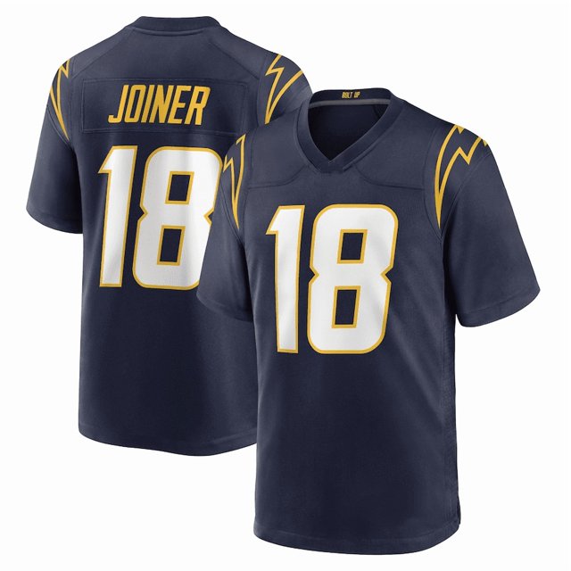 Camiseta de fútbol americano alternativa retirada de #18 Charlie Joiner, color azul marino, talla XL