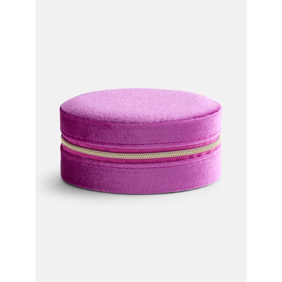Scenario Women's Oval Zippered Velvet Jewelry Organizer, Magenta