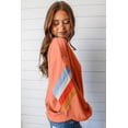 thumbnail image 2 of Women's Flamingo Rainbow Striped Sleeve Crew Neck Loose Sweatshirt | [ZhiHiMeRi] | (US 12-14)L, 2 of 11