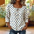 thumbnail image 6 of Fewfanhot Womens Tops 3/4 Length Sleeve with Button Casual V Neck Summer Outfits Fall Fashion Spring Clothes, 6 of 6