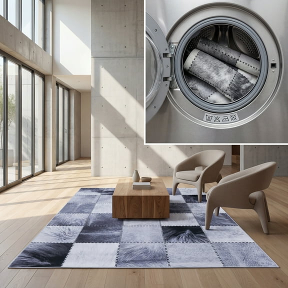 SAFAVIEH Faux Hide Crystal Modern Area Rug, Light Grey/Grey, 3' x 5'