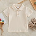 thumbnail image 2 of Splozh Toddler Boy Shirts 6 12 18 24 Months 2T 3T 4T Basic Crewneck Solid Color Shirts Summer Casual Outfits Toddler Boy Short Sleeve Shirt,Beige,18-24 Months, 2 of 6