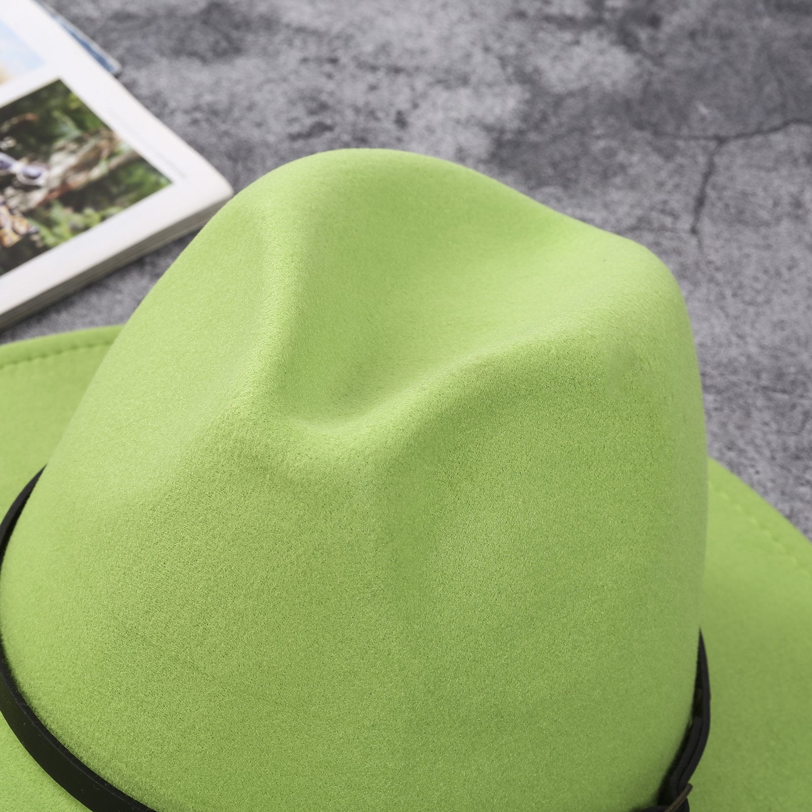 Beach Cowboy Hats For Women Women Lady Retro Wide Brim Floppy Panama Hat Belt Buckle Wool Fedora Wide Brim Pork Pie Hat