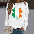 thumbnail image 2 of Nouveau & Tendance! FUNUONY T-Shirt de la Saint-Patrick pour Femmes, Col Rond, Imprimé Floral Décontracté, Manches Longues, Blanc TG, 2 of 4