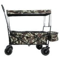 thumbnail image 1 of Collapsible Wagon Folding Garden Cart w/Removable Canopy, Heavy Duty Extra Large Portable Camping Beach Utilit Cart w/Adjustable Push Pull Handle, 6.3" Wide All-Terrain Wheel for Shopping Picnic, 1 of 9