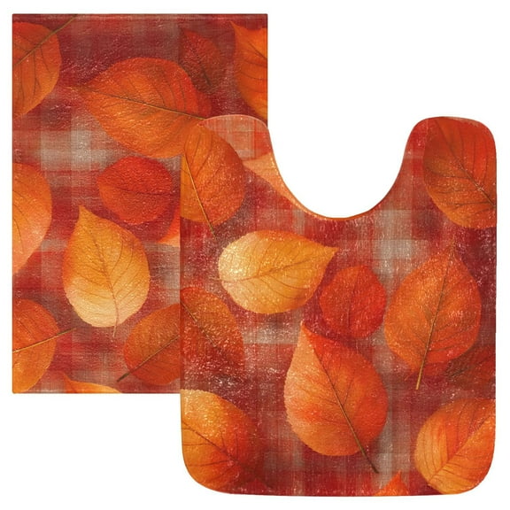 Ryvnso Autumn Leaves Bathroom Shaggy Rugs Toilet Mat Soft Contour Rug