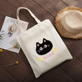 thumbnail image 5 of Cute black cat patterned canvas large capacity bag, portable environmentally friendly shopping bag, gift bag, summer outdoor beach bag, 5 of 6