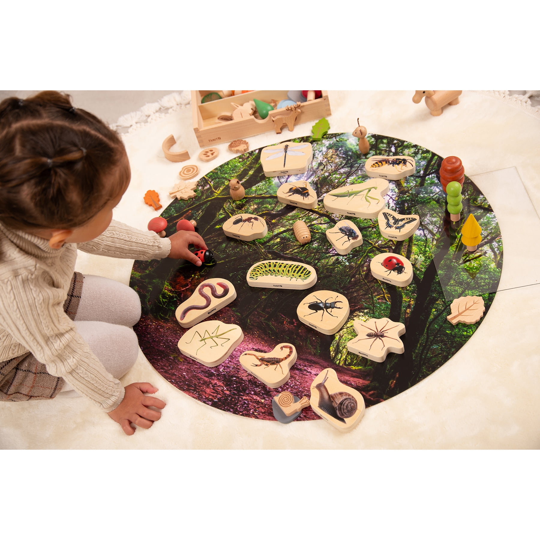 TickiT Wooden Minibeast Blocks - Set of 15