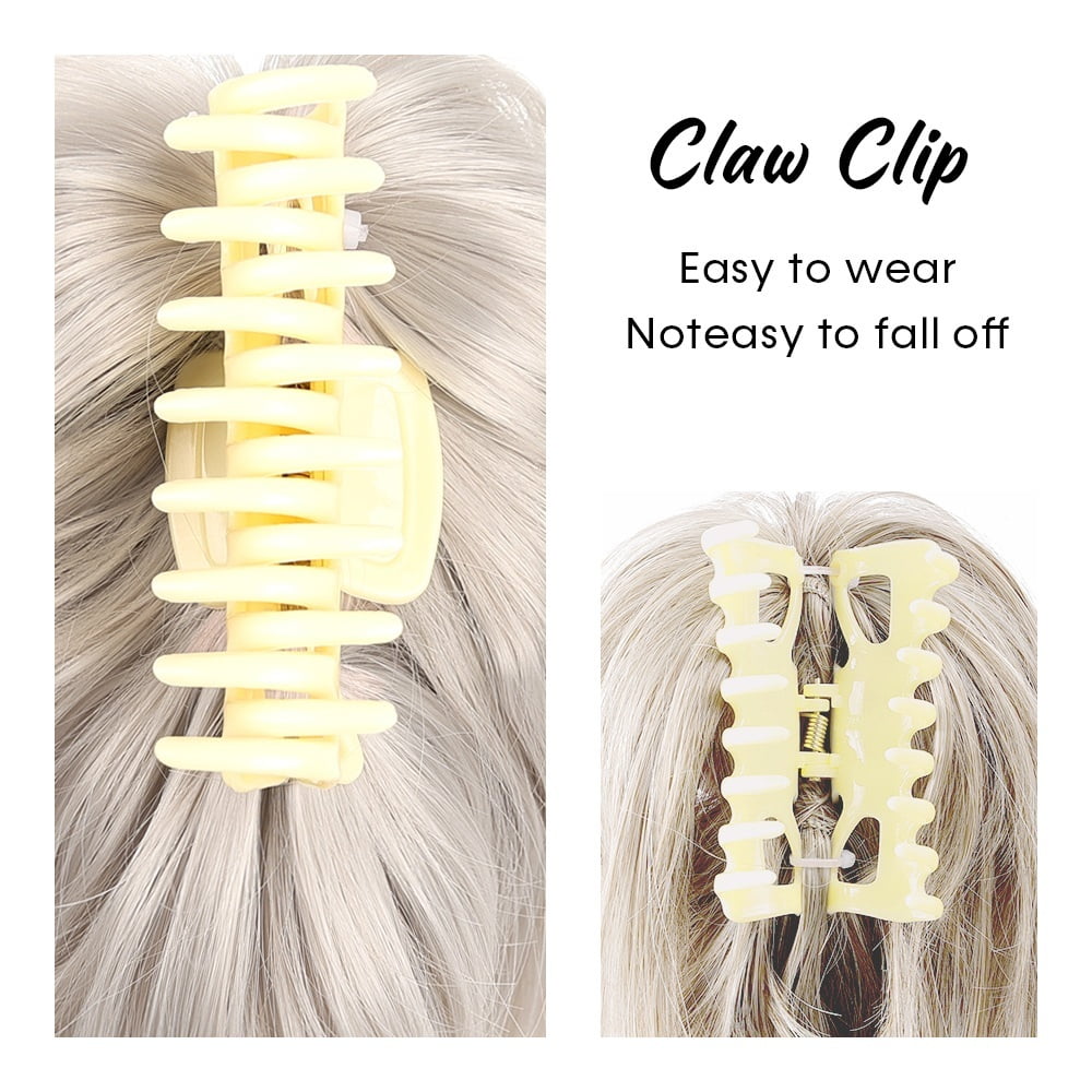 Claw Clip Hair Bun Synthetic Hairpiece Sliver Gray Instant Updo Straight Ponytail Extension for Women