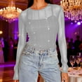 thumbnail image 5 of NuoCaiYun Mesh Long Sleeve Top Women Sheer Mesh Long Sleeve Tshirt Stretchy Glitter Cocktail Party Lace Blouses, 5 of 6