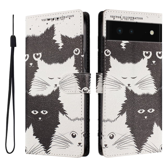 FOXDOCK Funda Tipo Cartera para Google Pixel 6 con Soporte y Correa – Diseño de Patrones Lindos