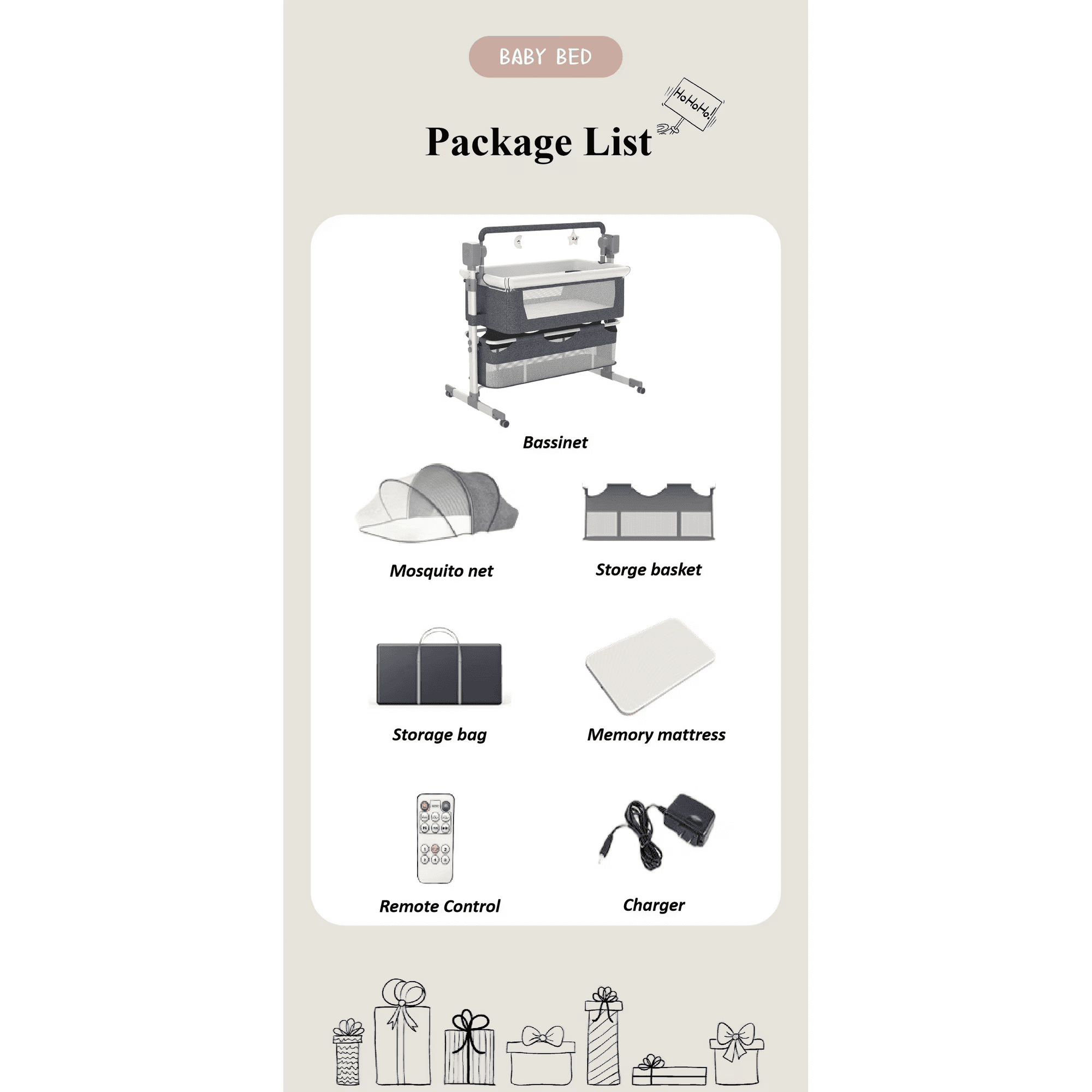 Automatic Electric baby Crib with Bluetooth Music Speaker with Mosquito Net for Newborn