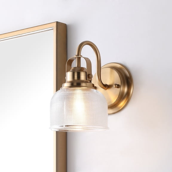 JONATHAN Y Virginia 5.75" 1-Light Metal/Glass LED Vanity Light, Brass Gold