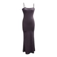 thumbnail image 2 of Women Sleeveless Fish Tail Dress, Solid Color Spaghetti Strap Bodycon Long Skirt, 2 of 7