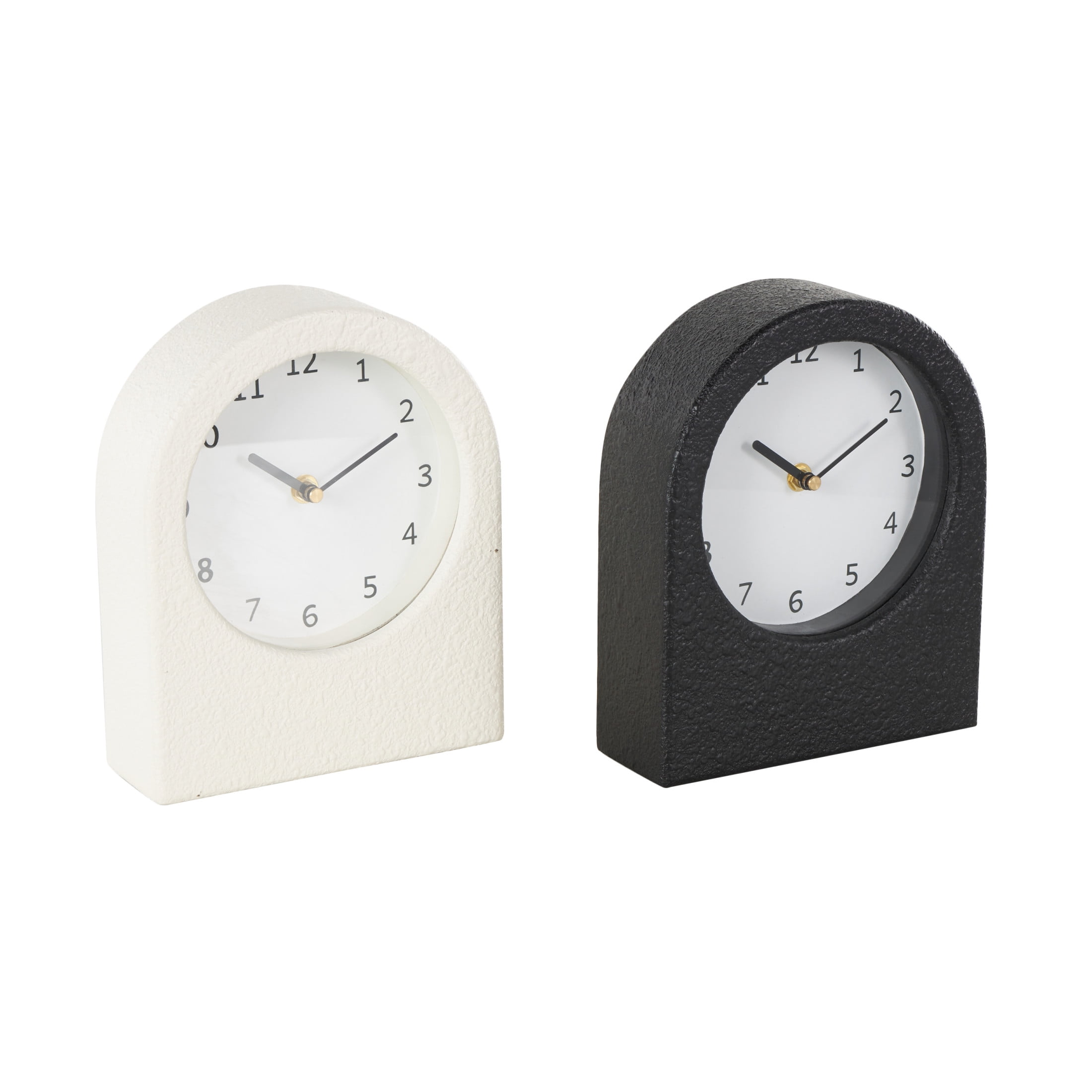 DecMode 9" Multi Colored Wood Textured Clock with Gold Accents, Set of 2