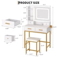 thumbnail image 2 of Vanity Desk – Makeup Table with Mirror & 3-Color Lights – Includes Chair – 4 Drawers & Power Outlet – Storage Shelves – Bedroom – White, 2 of 8