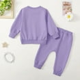 thumbnail image 5 of Gvdentm Baby Girl Outfits 0-3 Months Toddler Baby Girl Clothes Long Sleeve Letter Print Sweatshirt and Stretch Jogger Pants Fall Winter Outfit(Purple,2-3 Years), 5 of 9