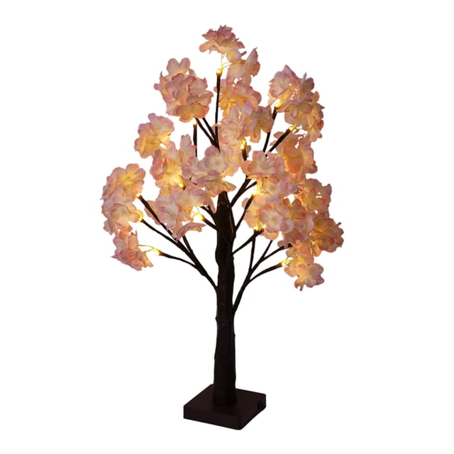Cherry Tree Lamp 18inch 24Led Bonsai Tree Lights With 8 Modes For Bedroom Spring Wedding Silk Flowers Tree With Battery USB Operated (Warm White) Small Table Lamps for Living Room Smart Light Switches