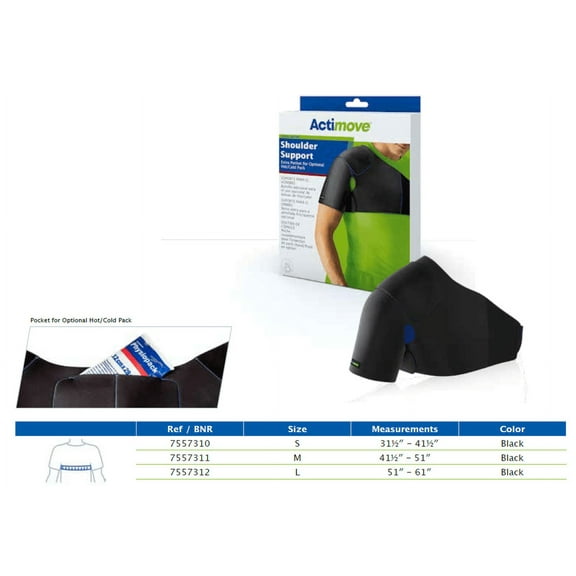 Actimove Shoulder Support Extra Pocket for Optional Hot/Cold Pack, Medium (41-1/2″ - 51″)