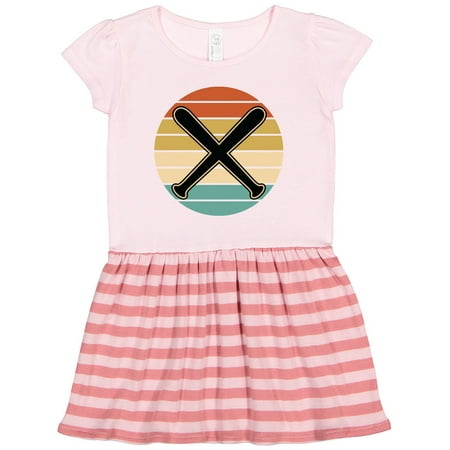 

Inktastic Baseball Bat Sports Retro Sunset Gift Toddler Girl Dress