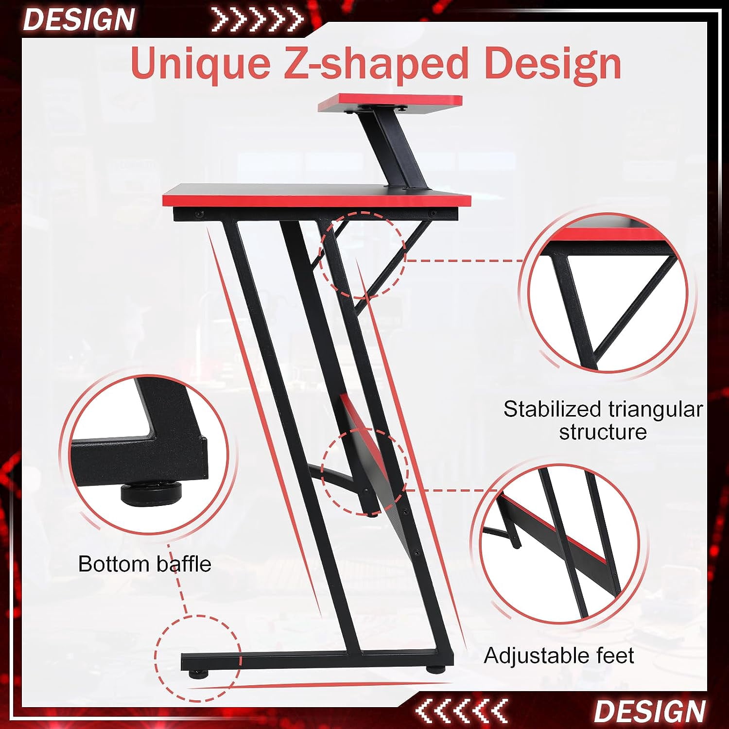Dkelincs L Shaped Gaming Desk 50.4 inch Corner Computer Desk Table with Removable Shelf for home Office, Black
